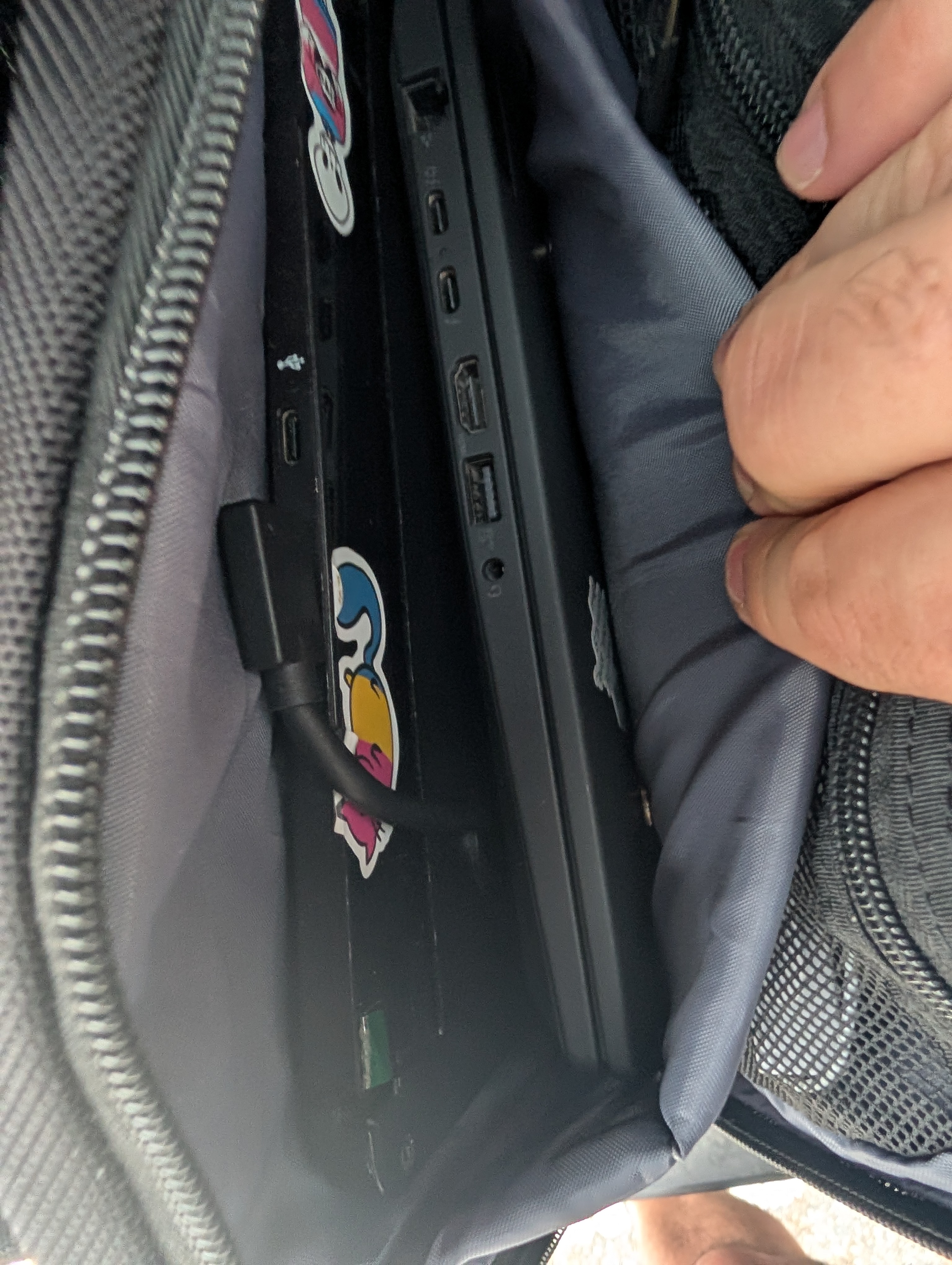 Interior of Courts bag